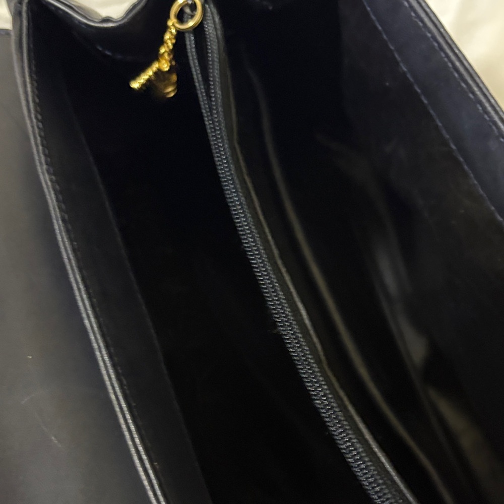EUC Ferragamo Elegant Black Leather Handbag with Gold Accents - Picture 8 of 16